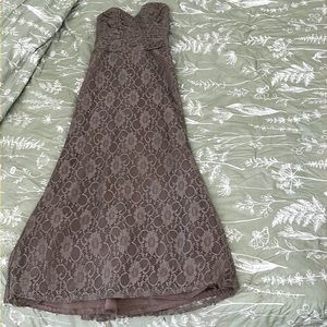 Stone/Beige Strapless Lace Bridesmaid’s Gown Size 4